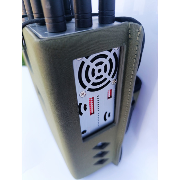 Мощная переносная глушилка сигналов ( LOJACK/CDMA/GSM/LORA/DCS/PCS/3G/4G/5G/2.4G, 5.2G, 5.8G/GPS L1-L5/5G600 US ИЛИ  5G1500 EU ) "PREDATOR 12 каналов" 37 Вт