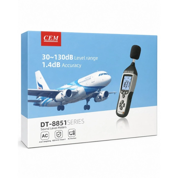 Професійний шумомір CEM DT-8852 Digital Sound Level Meter 30–130 dB USB Data Logger