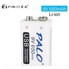 Аккумулятор Крона 9В 650mAh PALO Li-Ion (6F22) зарядка micro-USB